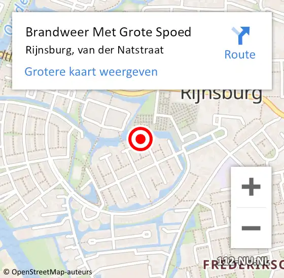 Locatie op kaart van de 112 melding: Brandweer Met Grote Spoed Naar Rijnsburg, van der Natstraat op 5 mei 2022 12:54