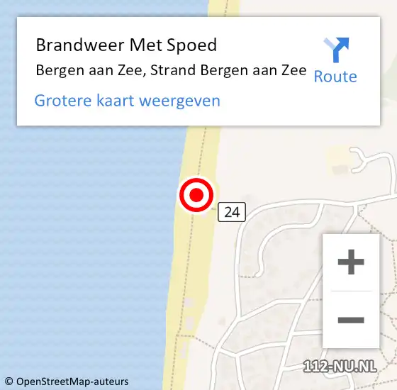 Locatie op kaart van de 112 melding: Brandweer Met Spoed Naar Bergen aan Zee, Strand Bergen aan Zee op 5 mei 2022 12:57