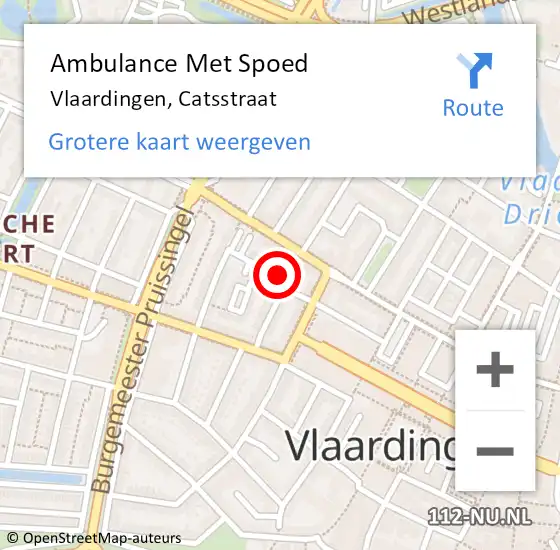 Locatie op kaart van de 112 melding: Ambulance Met Spoed Naar Vlaardingen, Catsstraat op 5 mei 2022 13:03