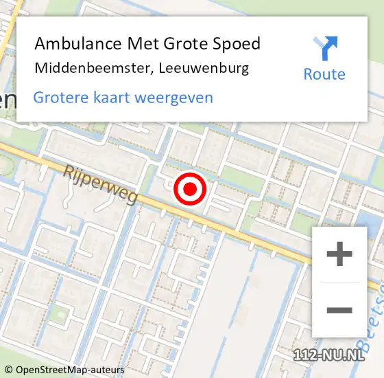 Locatie op kaart van de 112 melding: Ambulance Met Grote Spoed Naar Middenbeemster, Leeuwenburg op 5 mei 2022 13:15