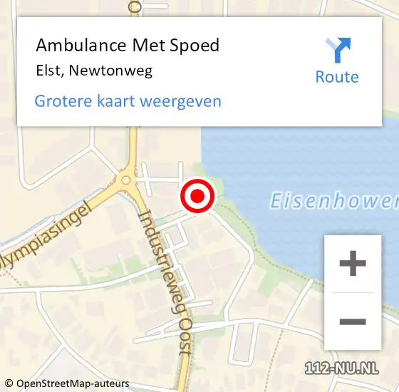 Locatie op kaart van de 112 melding: Ambulance Met Spoed Naar Elst, Newtonweg op 5 mei 2022 13:17