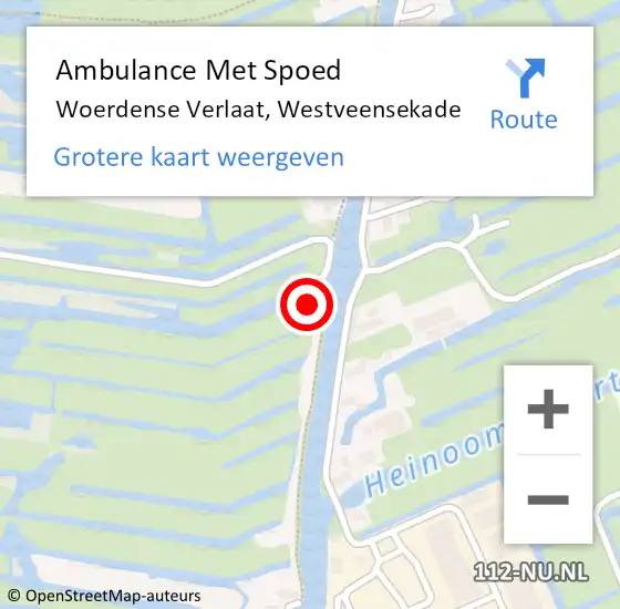 Locatie op kaart van de 112 melding: Ambulance Met Spoed Naar Woerdense Verlaat, Westveensekade op 5 mei 2022 13:37