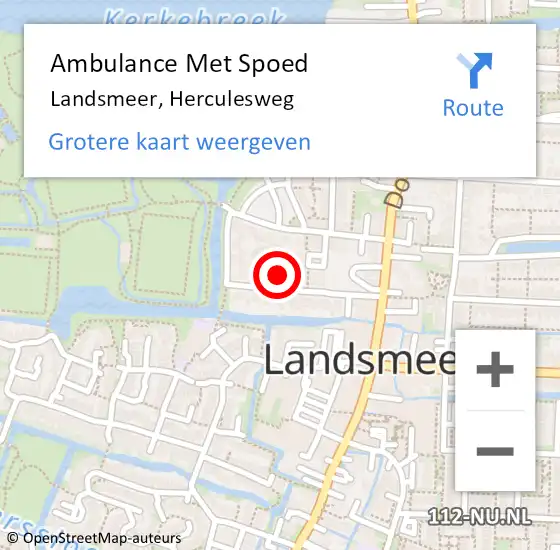 Locatie op kaart van de 112 melding: Ambulance Met Spoed Naar Landsmeer, Herculesweg op 5 mei 2022 13:42