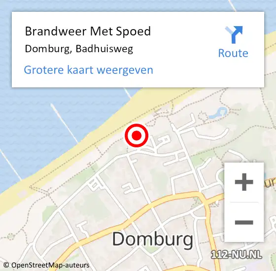 Locatie op kaart van de 112 melding: Brandweer Met Spoed Naar Domburg, Badhuisweg op 5 mei 2022 13:43