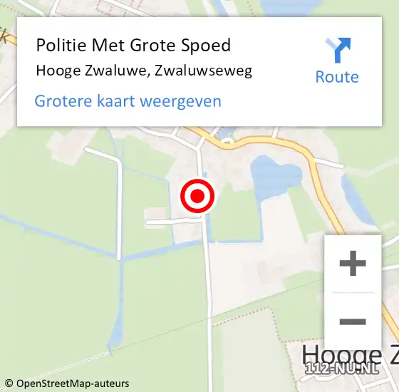 Locatie op kaart van de 112 melding: Politie Met Grote Spoed Naar Hooge Zwaluwe, Zwaluwseweg op 5 mei 2022 13:55