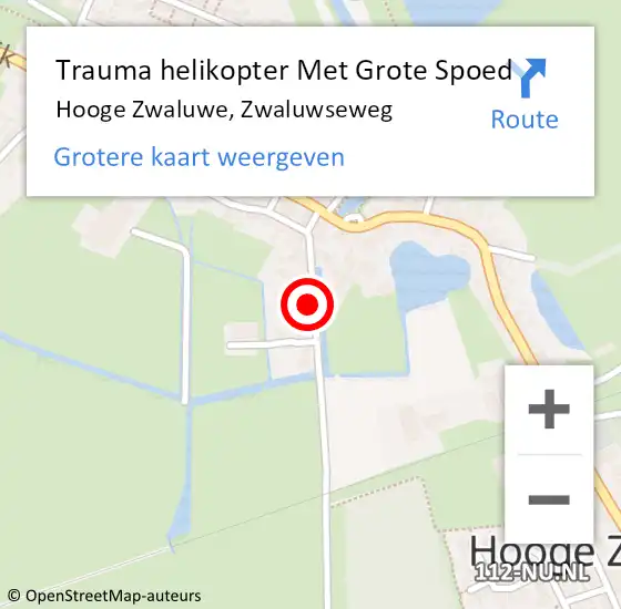 Locatie op kaart van de 112 melding: Trauma helikopter Met Grote Spoed Naar Hooge Zwaluwe, Zwaluwseweg op 5 mei 2022 14:01