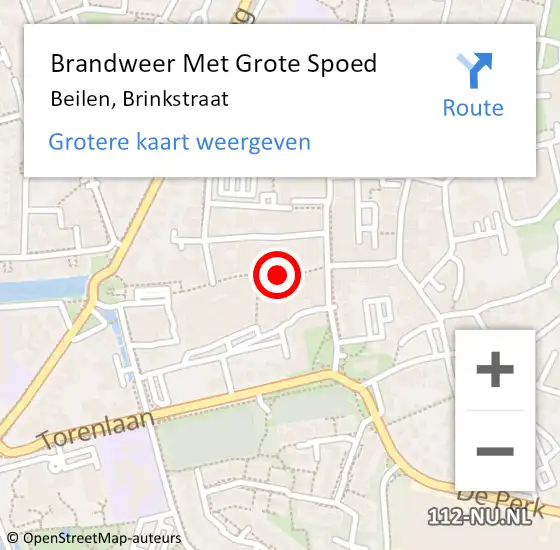 Locatie op kaart van de 112 melding: Brandweer Met Grote Spoed Naar Beilen, Brinkstraat op 5 mei 2022 14:01