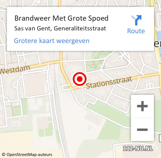 Locatie op kaart van de 112 melding: Brandweer Met Grote Spoed Naar Sas van Gent, Generaliteitsstraat op 5 mei 2022 14:04