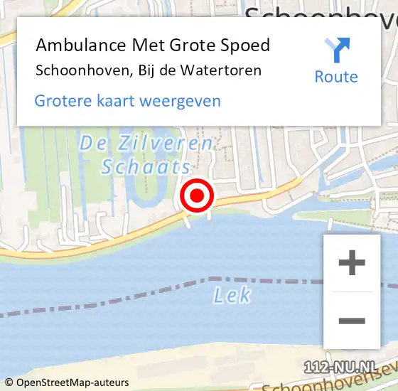 Locatie op kaart van de 112 melding: Ambulance Met Grote Spoed Naar Schoonhoven, Bij de Watertoren op 5 mei 2022 14:34