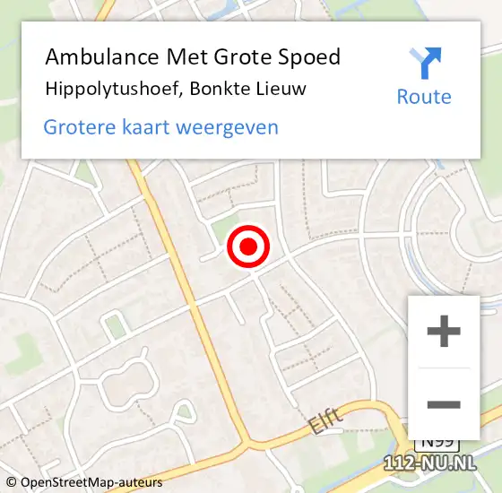 Locatie op kaart van de 112 melding: Ambulance Met Grote Spoed Naar Hippolytushoef, Bonkte Lieuw op 5 mei 2022 14:43