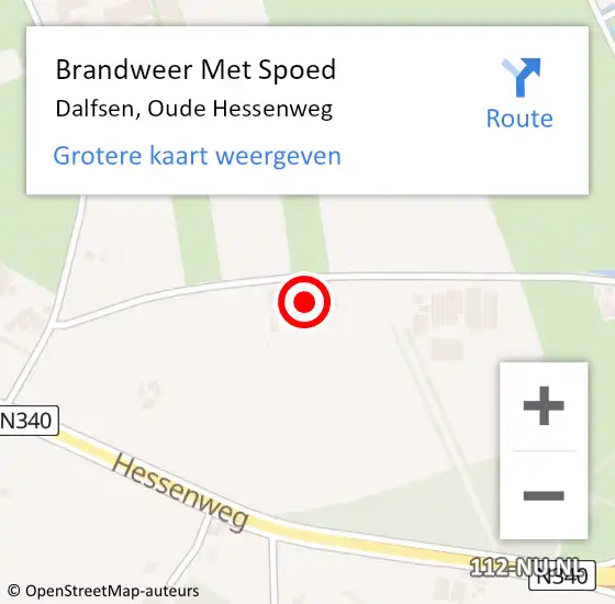 Locatie op kaart van de 112 melding: Brandweer Met Spoed Naar Dalfsen, Oude Hessenweg op 5 mei 2022 15:14