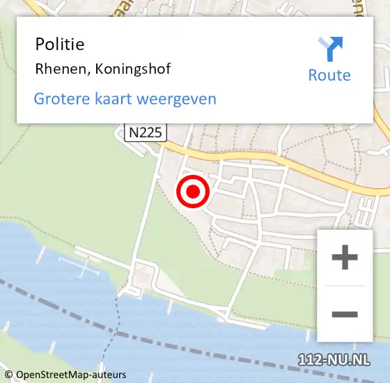 Locatie op kaart van de 112 melding: Politie Rhenen, Koningshof op 5 mei 2022 15:23