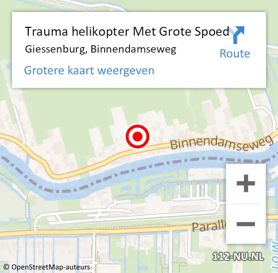 Locatie op kaart van de 112 melding: Trauma helikopter Met Grote Spoed Naar Giessenburg, Binnendamseweg op 5 mei 2022 15:25