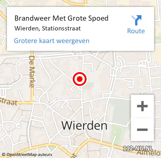 Locatie op kaart van de 112 melding: Brandweer Met Grote Spoed Naar Wierden, Stationsstraat op 5 mei 2022 15:40