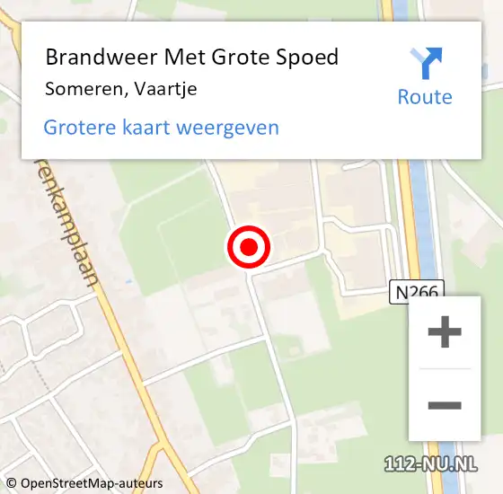 Locatie op kaart van de 112 melding: Brandweer Met Grote Spoed Naar Someren, Vaartje op 5 mei 2022 15:42