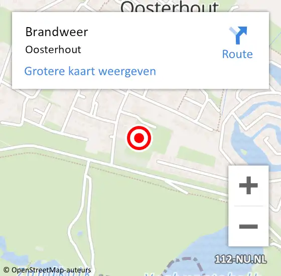 Locatie op kaart van de 112 melding: Brandweer Oosterhout op 5 mei 2022 15:43