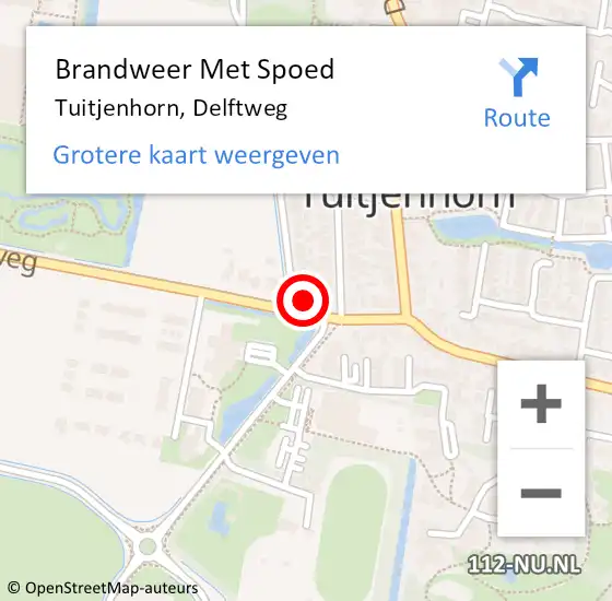 Locatie op kaart van de 112 melding: Brandweer Met Spoed Naar Tuitjenhorn, Delftweg op 5 mei 2022 15:46