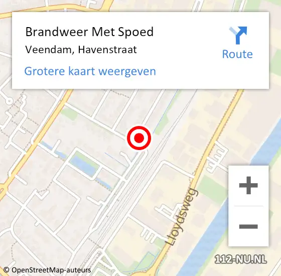 Locatie op kaart van de 112 melding: Brandweer Met Spoed Naar Veendam, Havenstraat op 5 mei 2022 15:48