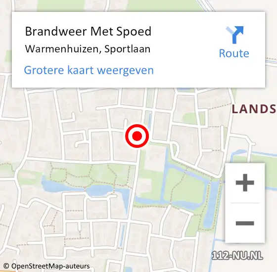 Locatie op kaart van de 112 melding: Brandweer Met Spoed Naar Warmenhuizen, Sportlaan op 5 mei 2022 15:51