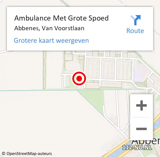 Locatie op kaart van de 112 melding: Ambulance Met Grote Spoed Naar Abbenes, Van Voorstlaan op 5 mei 2022 16:28