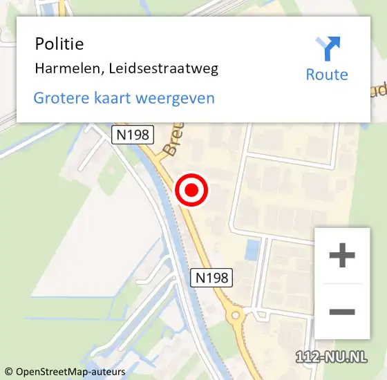 Locatie op kaart van de 112 melding: Politie Harmelen, Leidsestraatweg op 5 mei 2022 16:38