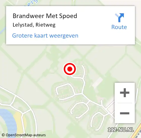 Locatie op kaart van de 112 melding: Brandweer Met Spoed Naar Lelystad, Rietweg op 5 mei 2022 16:39