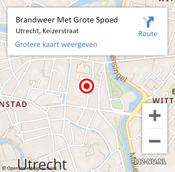 Locatie op kaart van de 112 melding: Brandweer Met Grote Spoed Naar Utrecht, Keizerstraat op 5 mei 2022 16:43