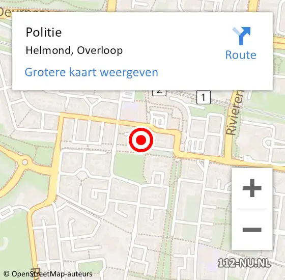 Locatie op kaart van de 112 melding: Politie Helmond, Overloop op 5 mei 2022 17:03