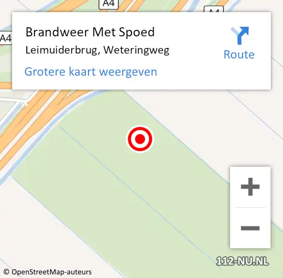 Locatie op kaart van de 112 melding: Brandweer Met Spoed Naar Leimuiderbrug, Weteringweg op 5 mei 2022 17:39