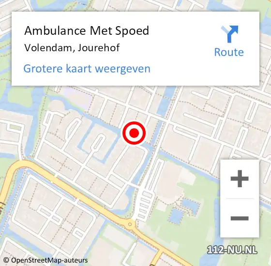 Locatie op kaart van de 112 melding: Ambulance Met Spoed Naar Volendam, Jourehof op 5 mei 2022 17:56