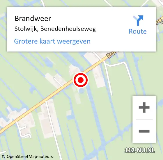 Locatie op kaart van de 112 melding: Brandweer Stolwijk, Benedenheulseweg op 5 mei 2022 18:09