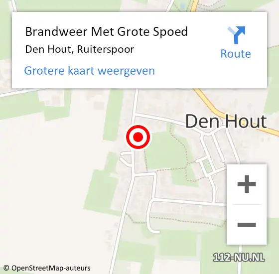 Locatie op kaart van de 112 melding: Brandweer Met Grote Spoed Naar Den Hout, Ruiterspoor op 5 mei 2022 18:09