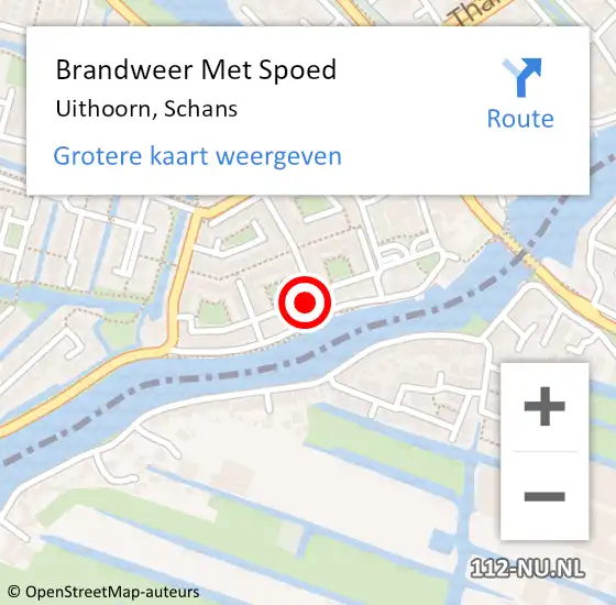 Locatie op kaart van de 112 melding: Brandweer Met Spoed Naar Uithoorn, Schans op 5 mei 2022 18:22