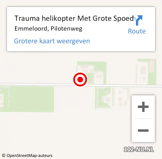 Locatie op kaart van de 112 melding: Trauma helikopter Met Grote Spoed Naar Emmeloord, Pilotenweg op 5 mei 2022 18:23