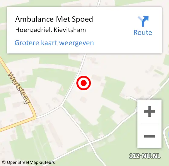 Locatie op kaart van de 112 melding: Ambulance Met Spoed Naar Hoenzadriel, Kievitsham op 5 mei 2022 18:32