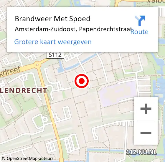 Locatie op kaart van de 112 melding: Brandweer Met Spoed Naar Amsterdam-Zuidoost, Papendrechtstraat op 5 mei 2022 18:40