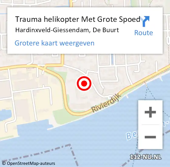 Locatie op kaart van de 112 melding: Trauma helikopter Met Grote Spoed Naar Hardinxveld-Giessendam, De Buurt op 5 mei 2022 18:42