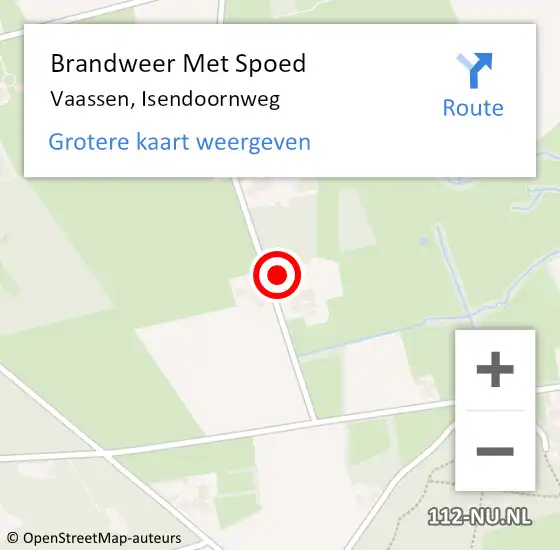 Locatie op kaart van de 112 melding: Brandweer Met Spoed Naar Vaassen, Isendoornweg op 5 mei 2022 18:46
