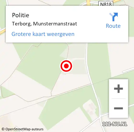 Locatie op kaart van de 112 melding: Politie Terborg, Munstermanstraat op 5 mei 2022 18:51