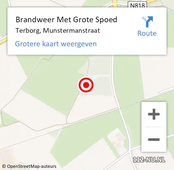 Locatie op kaart van de 112 melding: Brandweer Met Grote Spoed Naar Terborg, Munstermanstraat op 5 mei 2022 18:51