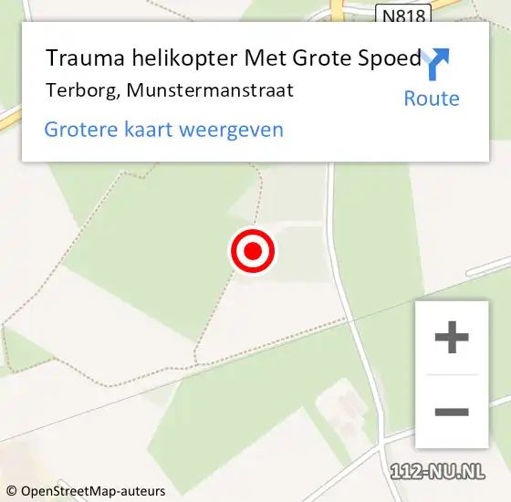 Locatie op kaart van de 112 melding: Trauma helikopter Met Grote Spoed Naar Terborg, Munstermanstraat op 5 mei 2022 18:54