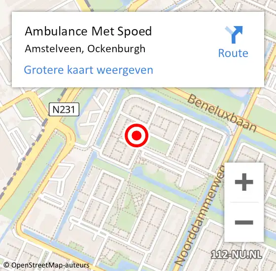 Locatie op kaart van de 112 melding: Ambulance Met Spoed Naar Amstelveen, Ockenburgh op 5 mei 2022 18:57