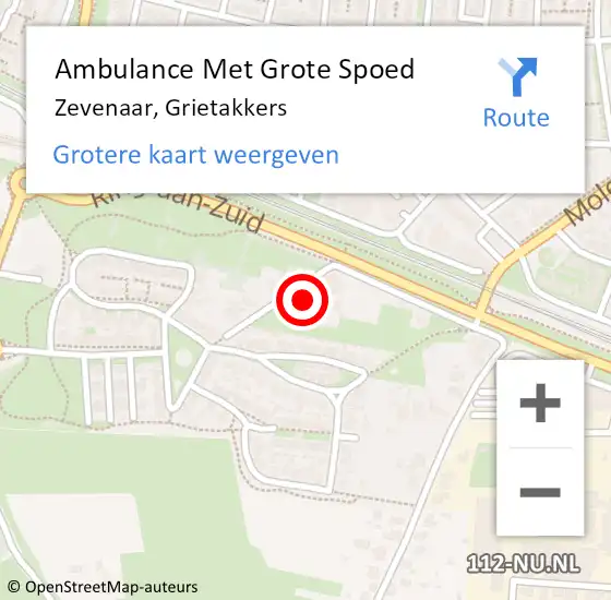 Locatie op kaart van de 112 melding: Ambulance Met Grote Spoed Naar Zevenaar, Grietakkers op 5 mei 2022 19:21