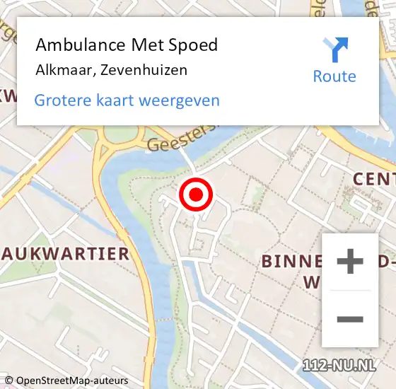 Locatie op kaart van de 112 melding: Ambulance Met Spoed Naar Alkmaar, Zevenhuizen op 5 mei 2022 19:35