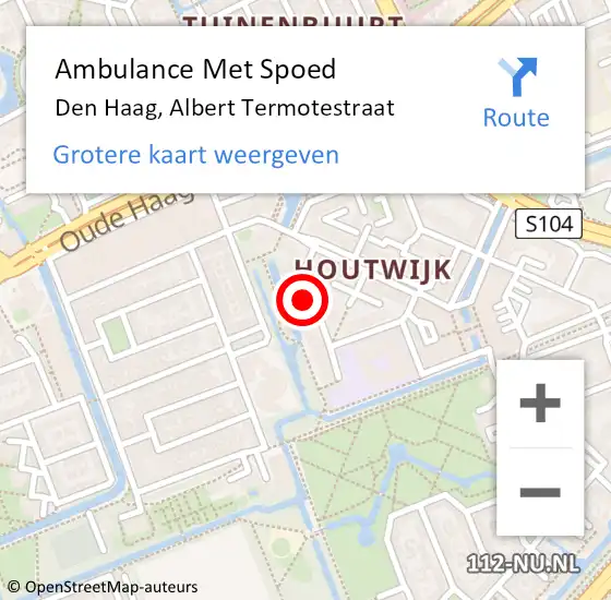 Locatie op kaart van de 112 melding: Ambulance Met Spoed Naar Den Haag, Albert Termotestraat op 5 mei 2022 20:02