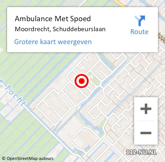 Locatie op kaart van de 112 melding: Ambulance Met Spoed Naar Moordrecht, Schuddebeurslaan op 5 mei 2022 20:30