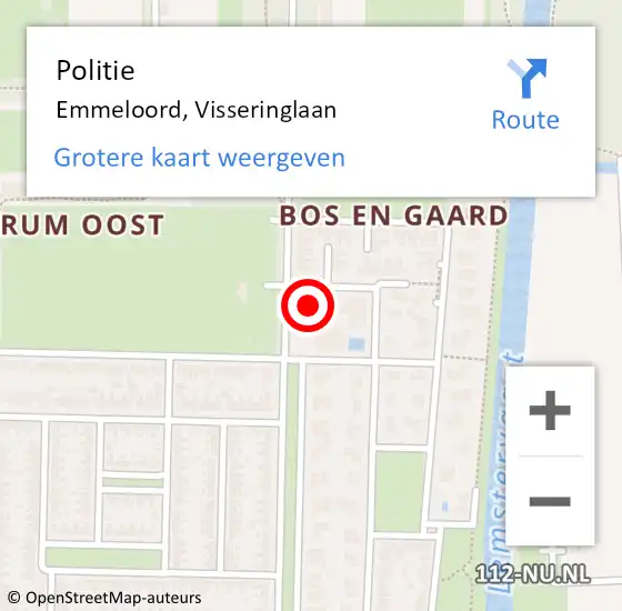 Locatie op kaart van de 112 melding: Politie Emmeloord, Visseringlaan op 5 mei 2022 20:53