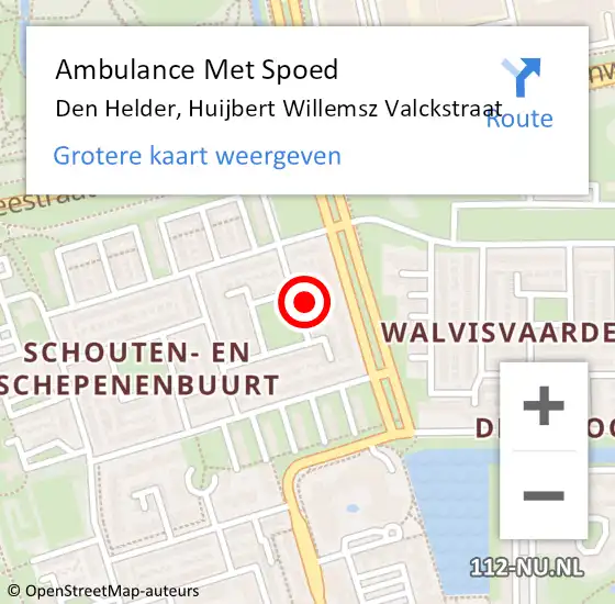 Locatie op kaart van de 112 melding: Ambulance Met Spoed Naar Den Helder, Huijbert Willemsz Valckstraat op 5 mei 2022 21:51