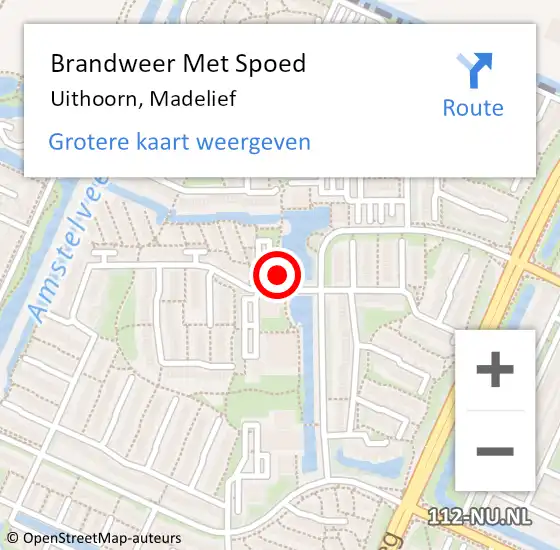 Locatie op kaart van de 112 melding: Brandweer Met Spoed Naar Uithoorn, Madelief op 5 mei 2022 21:53