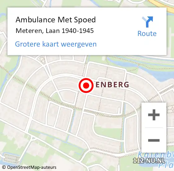 Locatie op kaart van de 112 melding: Ambulance Met Spoed Naar Meteren, Laan 1940-1945 op 5 mei 2022 21:54